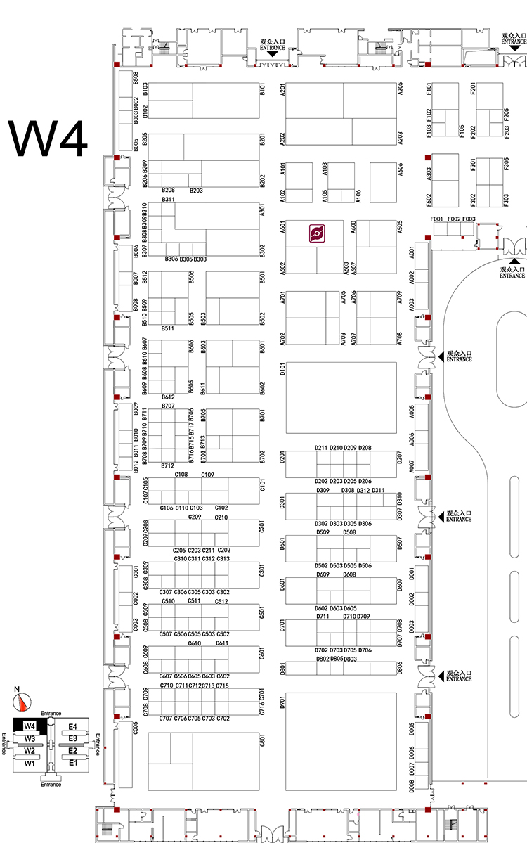 第十四屆中國(guó)國(guó)際機(jī)床工具展覽會(huì)（CIMES2018）W4展館展位圖